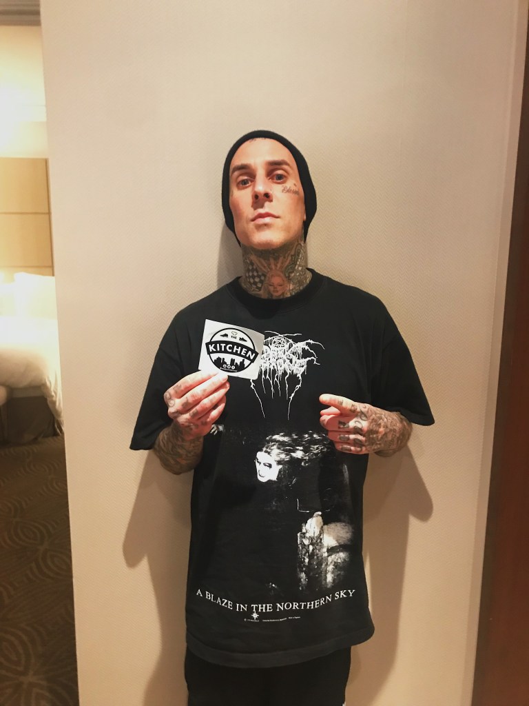 Travis Barker with The Kitchen sticker