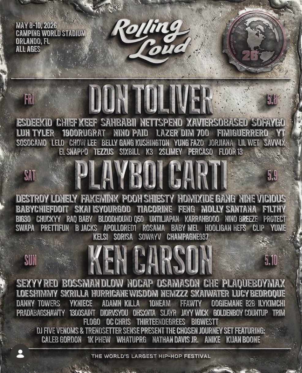 Ken Carson Replaces NBA YoungBoy as Sunday Headliner at Rolling Loud Orlando