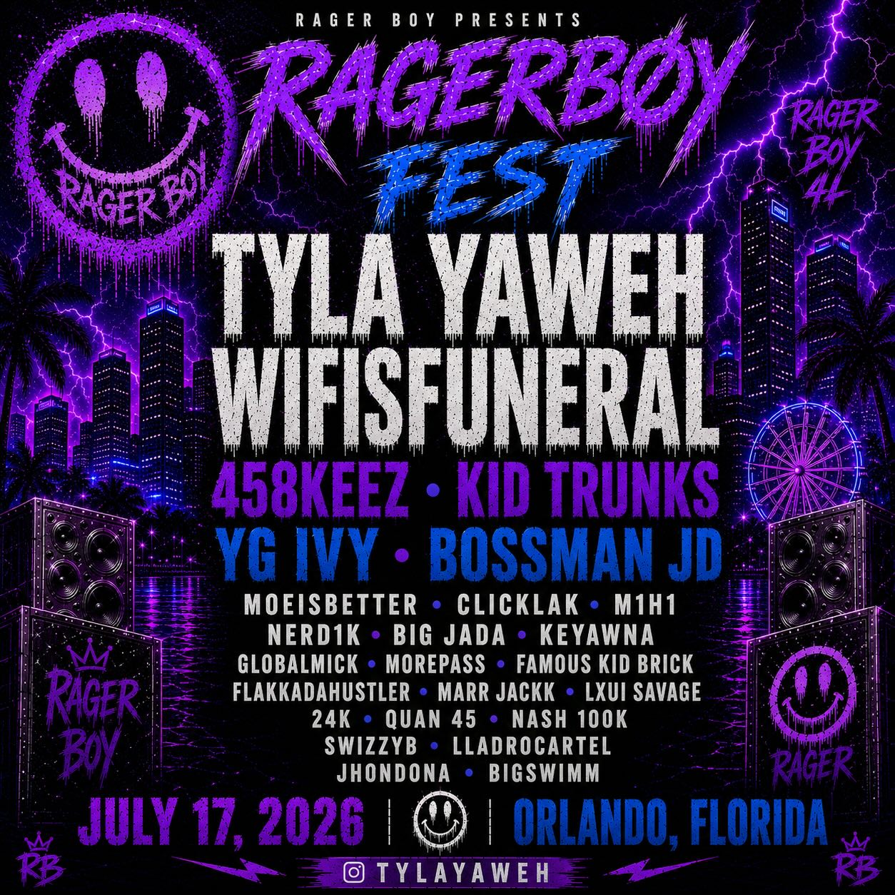 Tyla Yaweh Announces RAGERBOY Festival in Orlando: Full Lineup, Tickets & Event Details